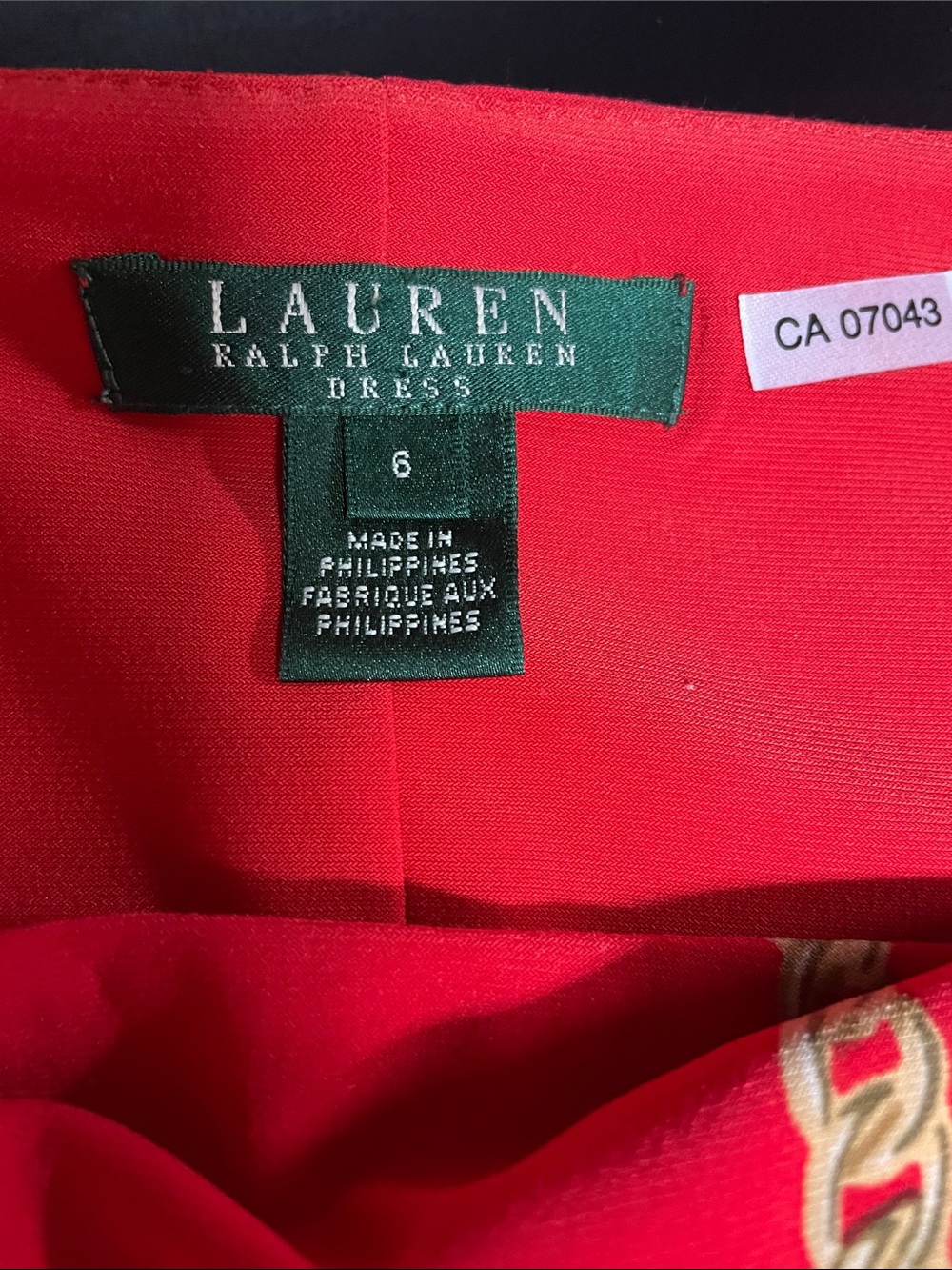 Ralph Lauren Red Sleeveless Sheath Dress with Gold Chain Print - Picture 2 of 6